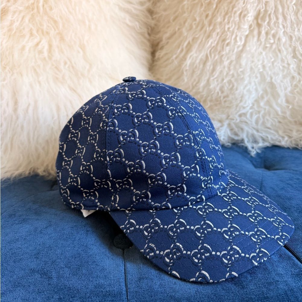 Gucci Navy Blue Monogram Baseball Cap